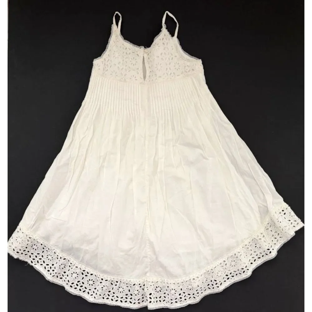 GAP Cream Lace-Trim Spaghetti Strap Casual Dress